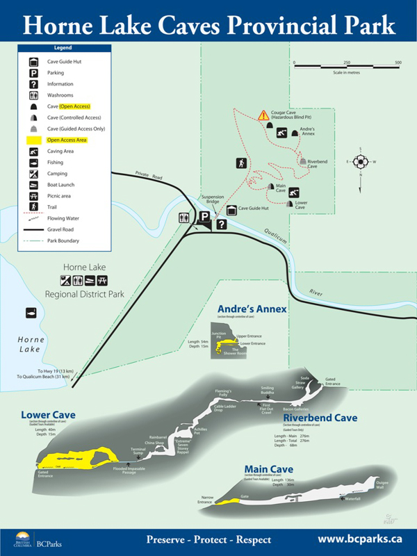Other Park Activites Horne Lake Caves Horne Lake Cave Trail Map